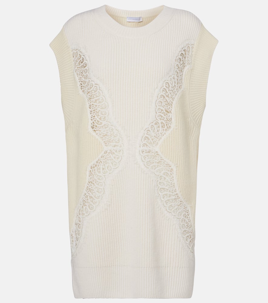 Virgin wool lace sweater vest