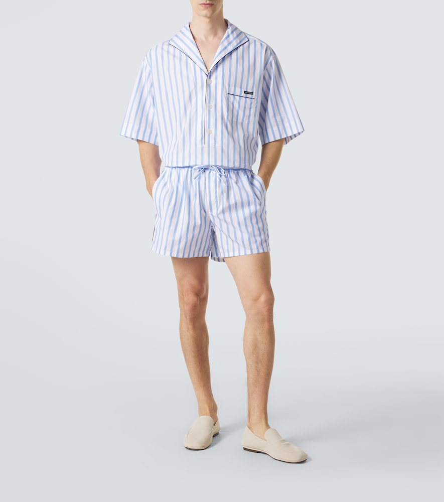 Striped cotton and silk poplin shirt