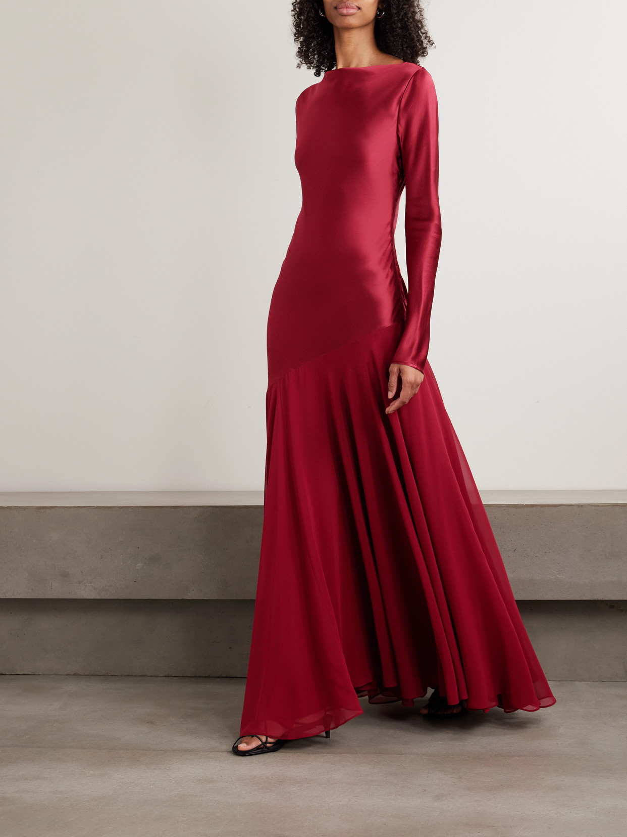 Cordelia Silk-satin And -chiffon Gown - Red