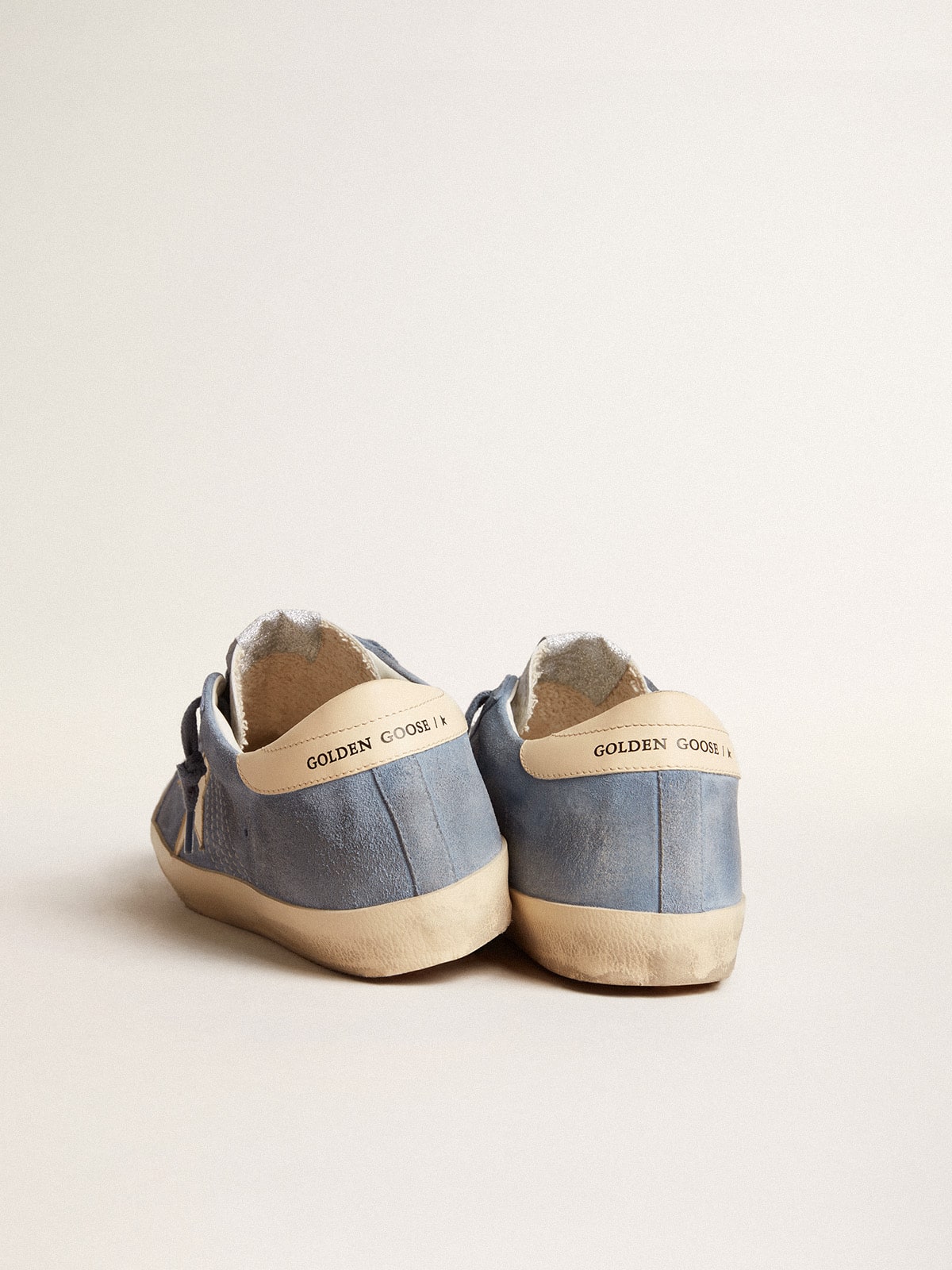 Golden Goose - Super-star In Light Blue Suede With Beige Leather Star And Heel Tab, Woman