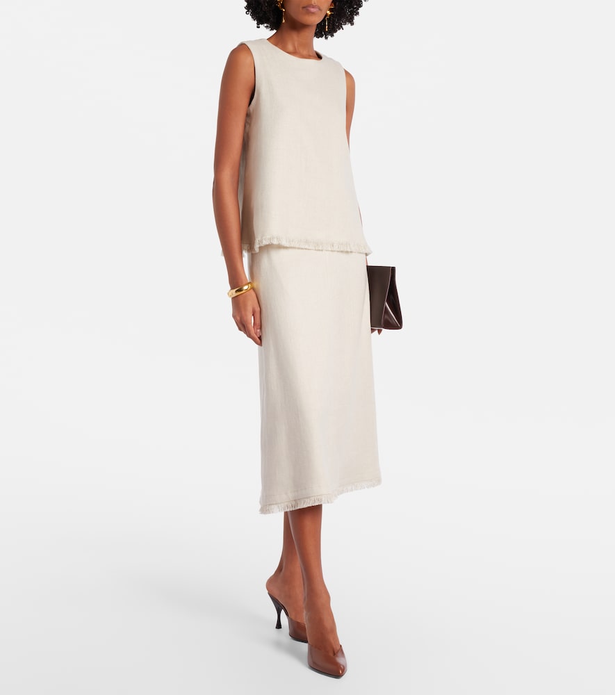 Fiocchi linen and cotton midi skirt