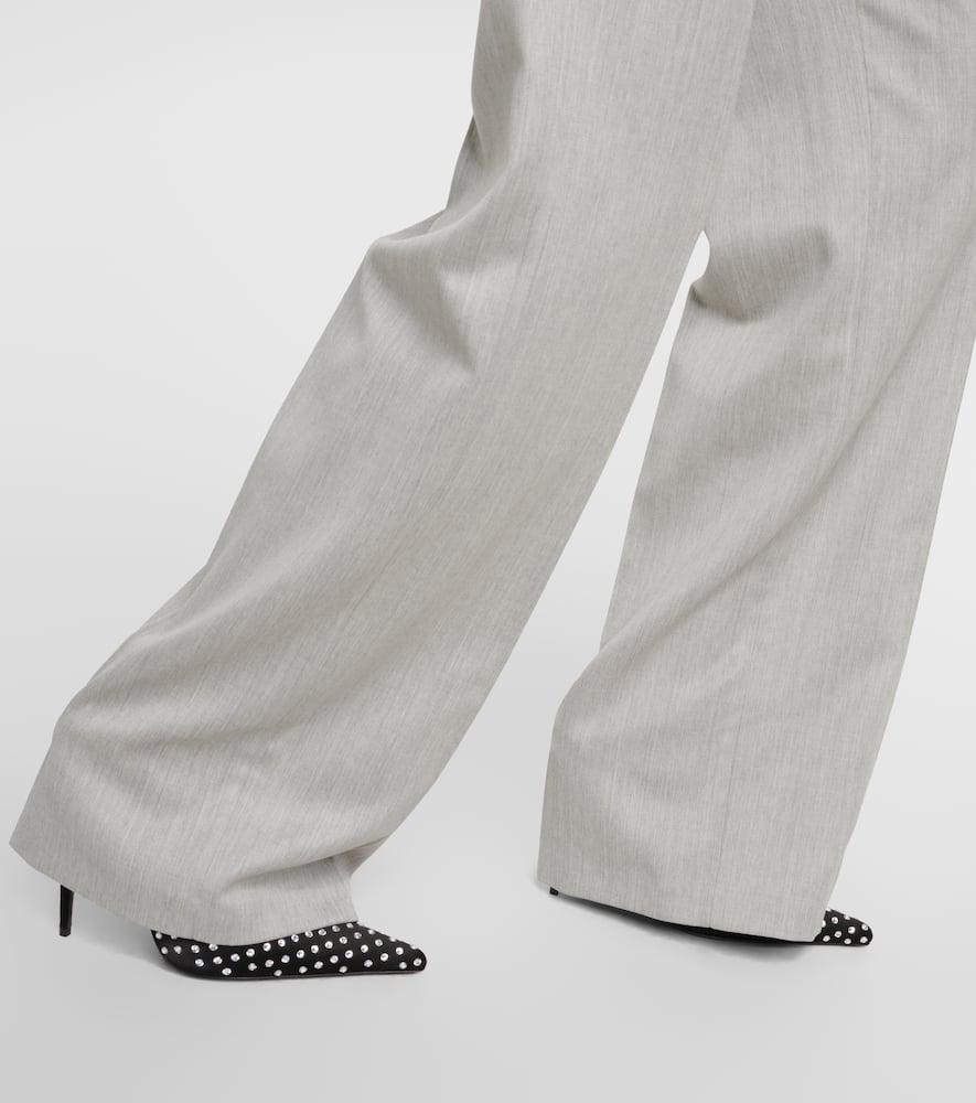 Mid-rise wool straight pants