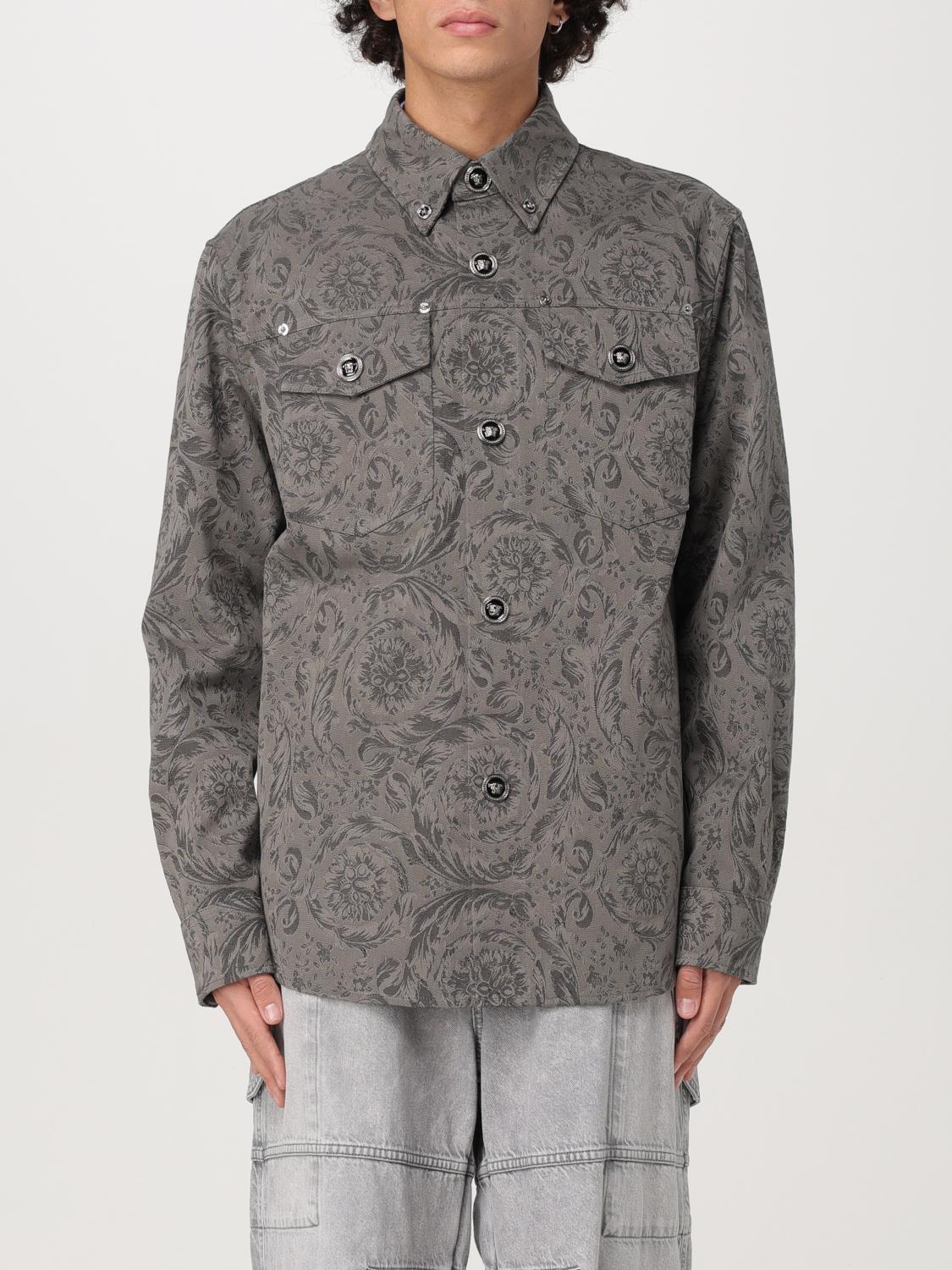 Floral-print cotton shirt - Grey