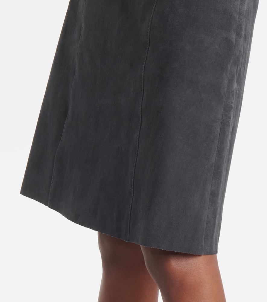 Suede midi skirt