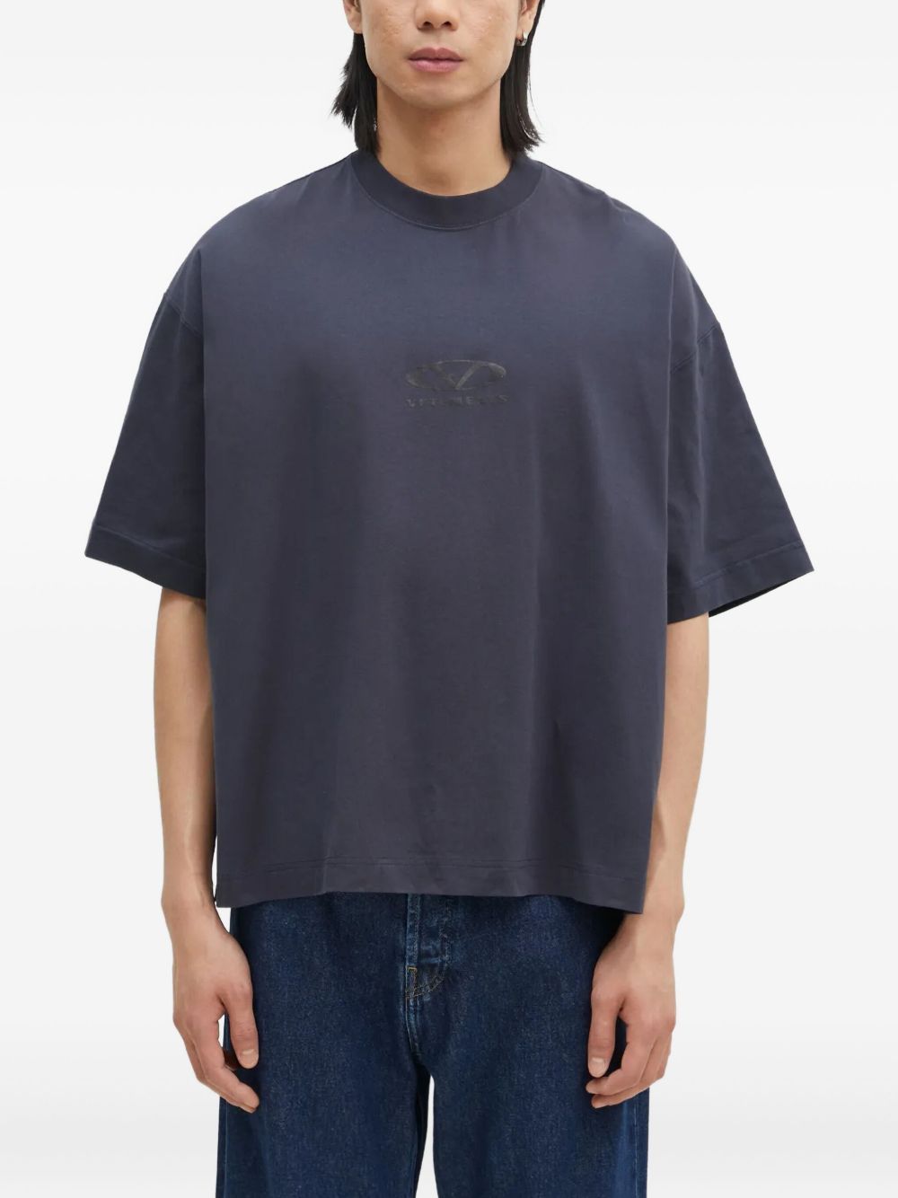 Logo-embroidered T-shirt - Blue