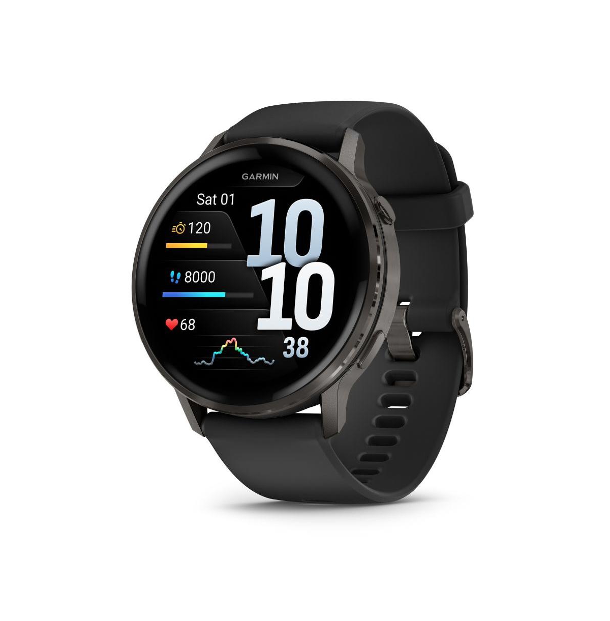 Venu 4 Smartwatch 45mm - Slate with black silicone band
