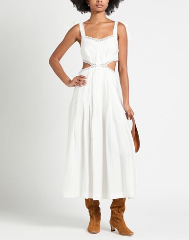 Woman Midi dress White Size 10 Viscose, Linen, Polyamide, Polyester