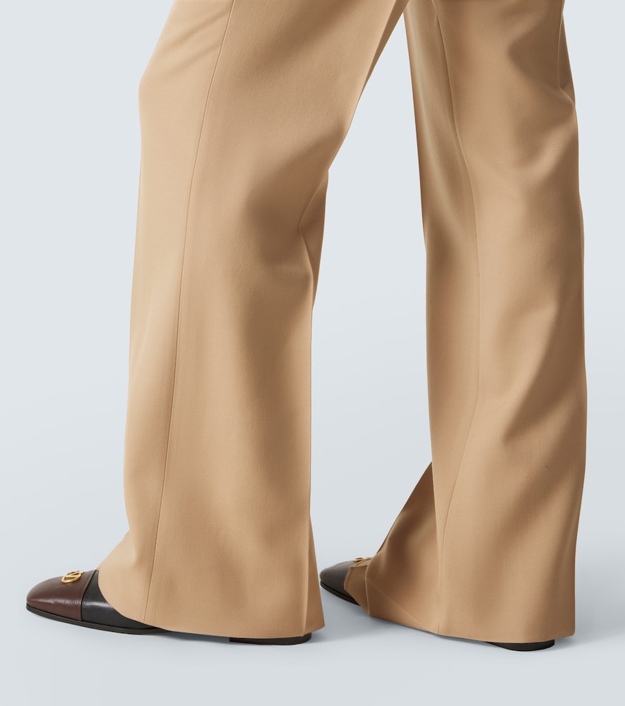 Virgin wool gabardine flared pants