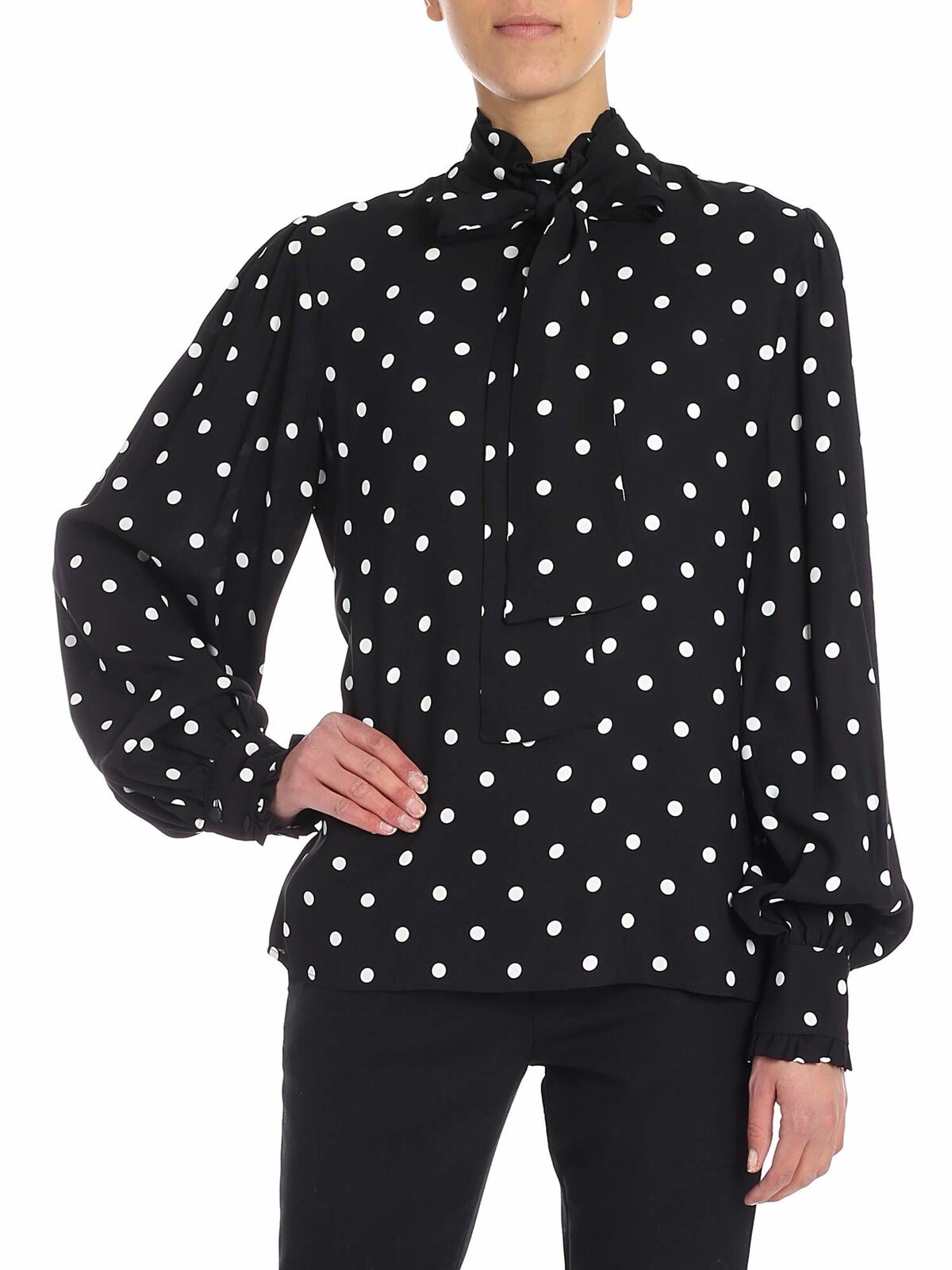 Black polka dot blouse