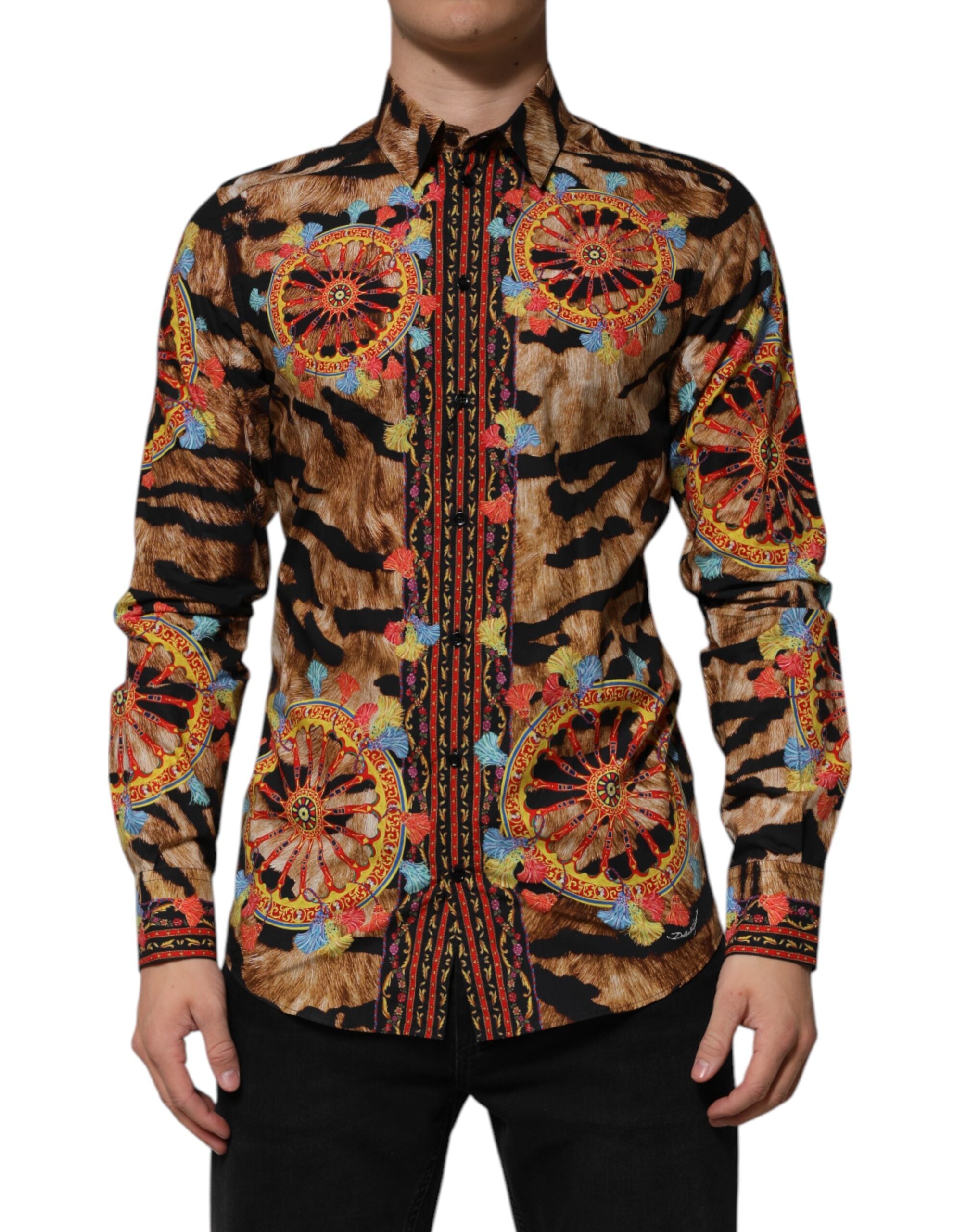 Cotton Tiger Carretto Motif Shirt — Gold