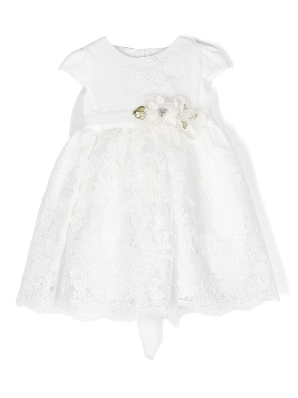 Floral-lace cap-sleeve dress - White