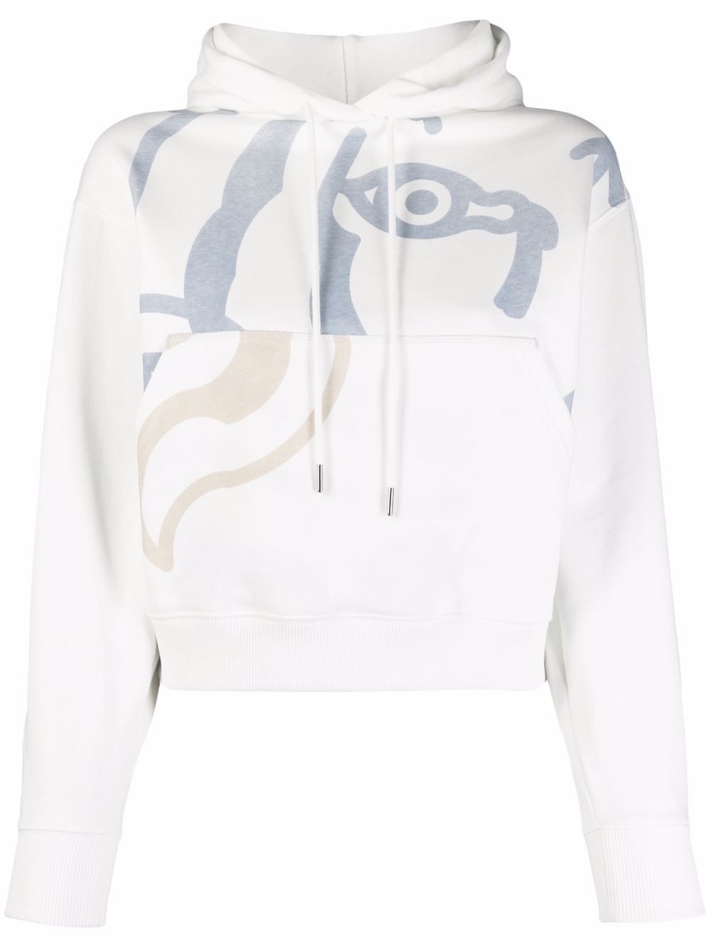 Graphic-print cotton hoodie - White