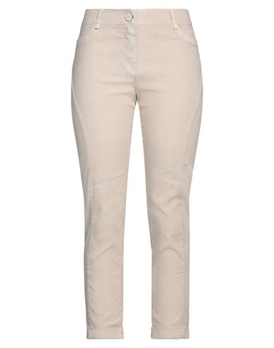 Woman Pants Beige Size 6 Linen, Cotton, Elastane