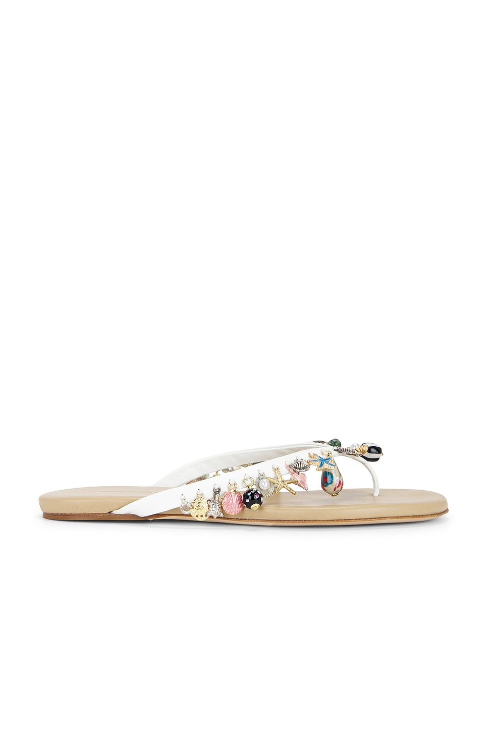 Christopher Esber Memento Charm Flip Flop in White - White,Metallic Gold. 40 also in
