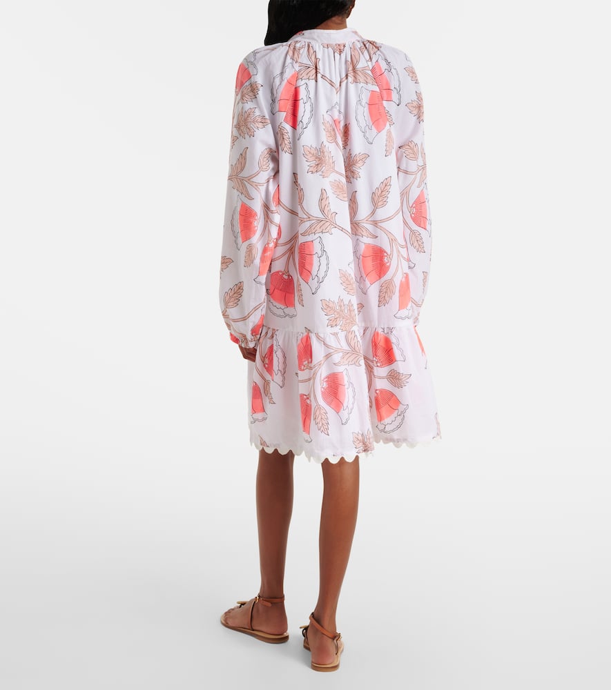 Printed scalloped cotton minidress