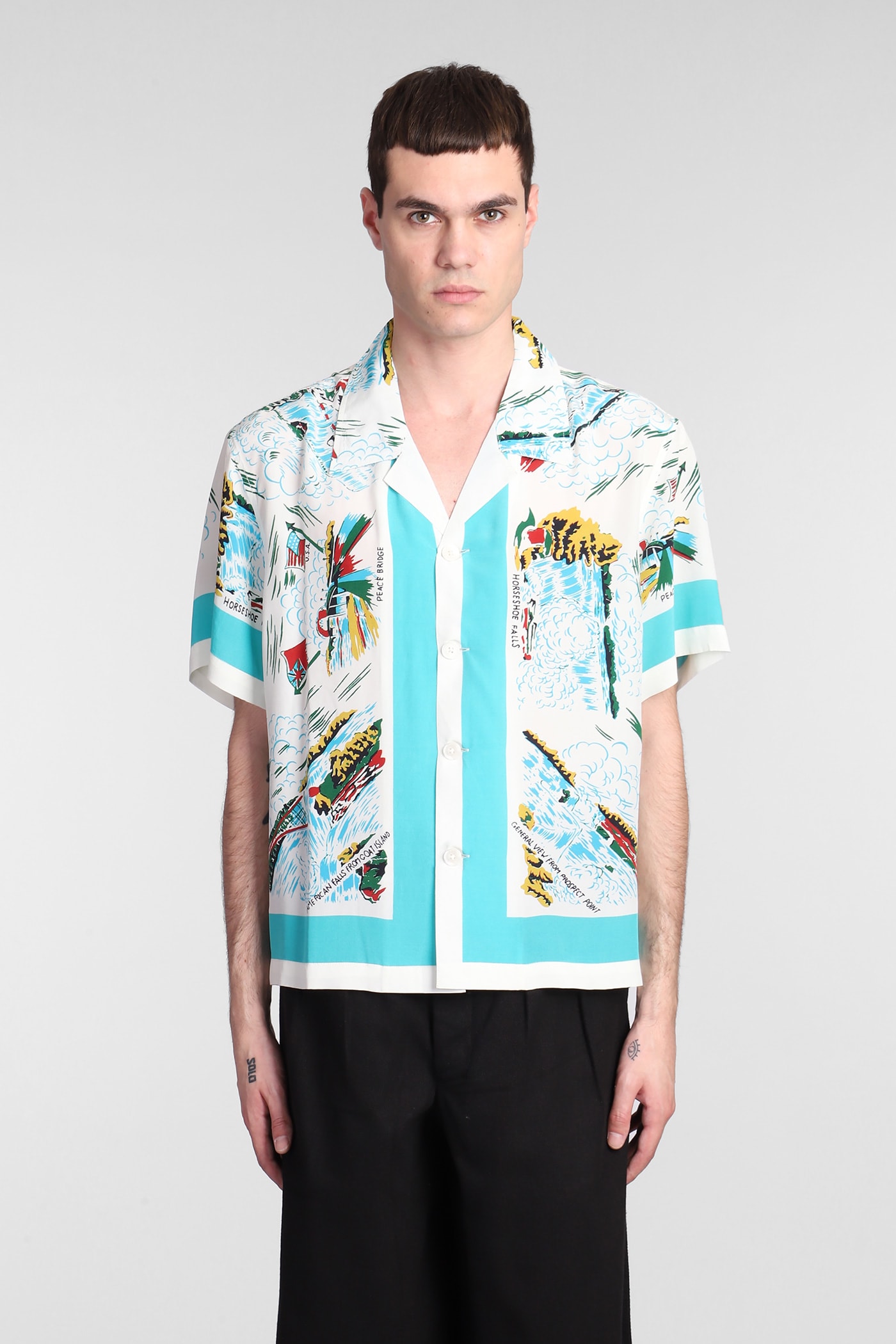 Graphic-print silk shirt - White