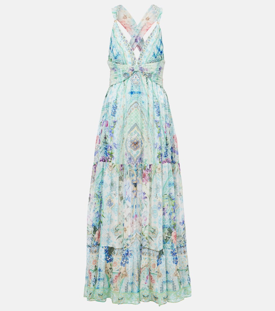 Crystal-embellished silk maxi dress
