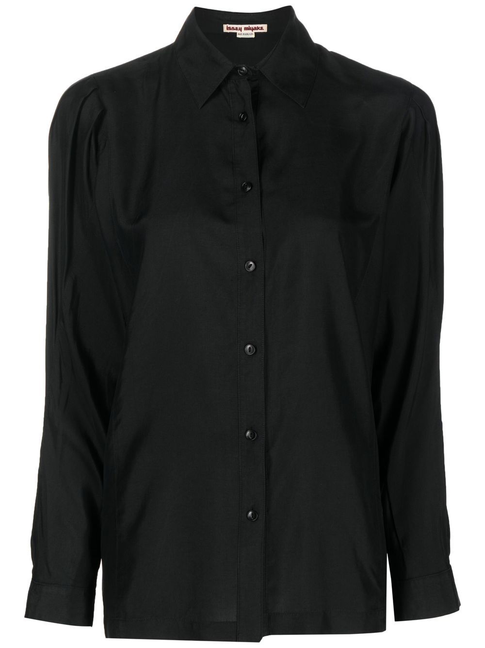 1970s gathered detailing button-up shirt - Black