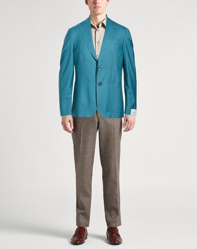 Man Blazer Deep teal Size 38 Wool, Silk