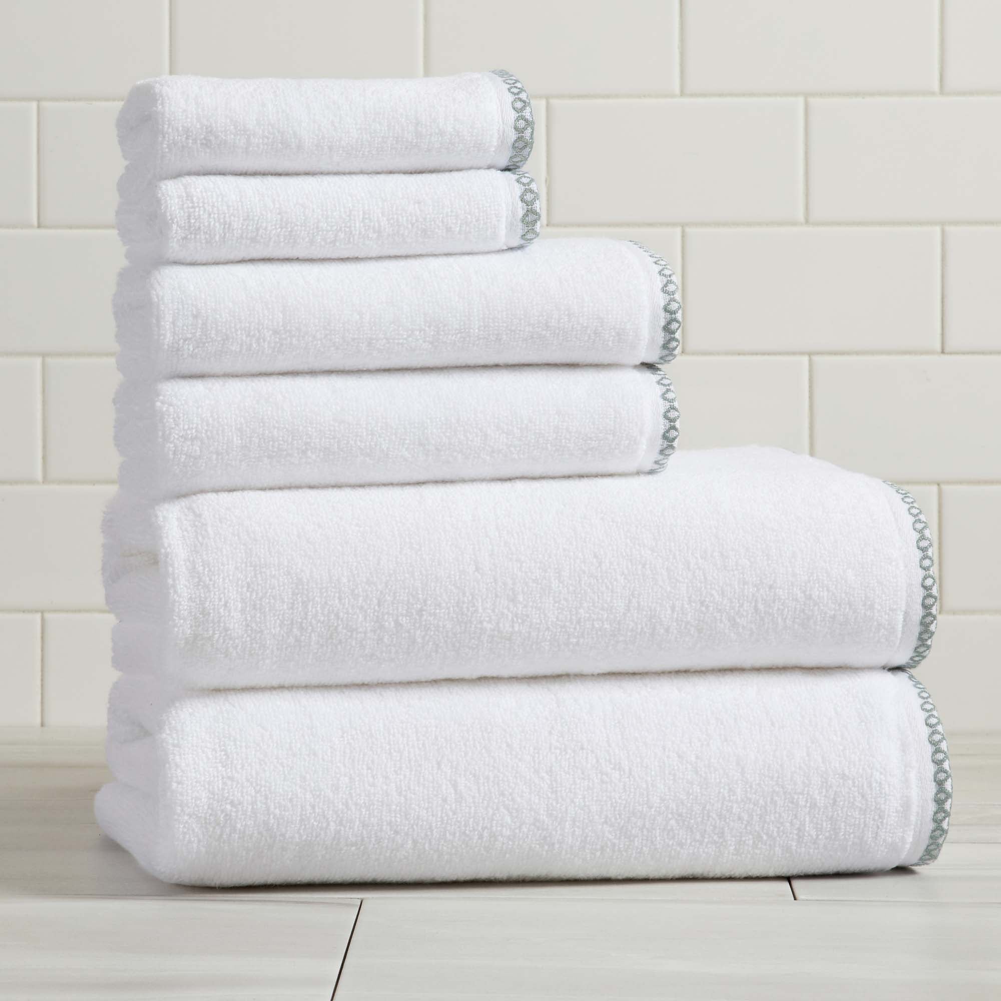 Cotton Border-Stitched 6-Piece Towel Set