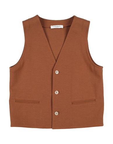 Kid Boy Tailored Vest Brown Size 14 Cotton, Polyamide, Elastane
