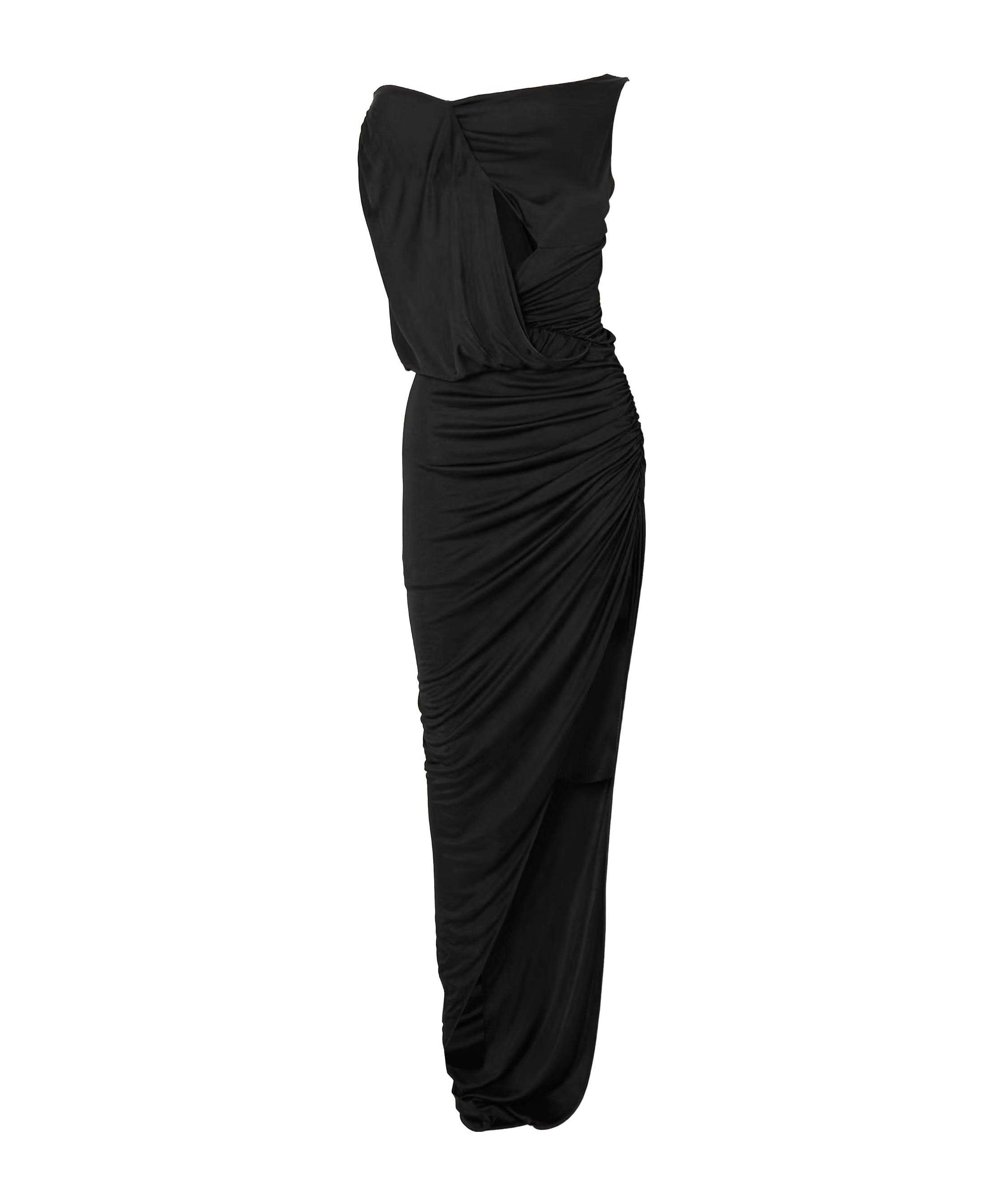 Cutout draped ruched stretch-jersey gown