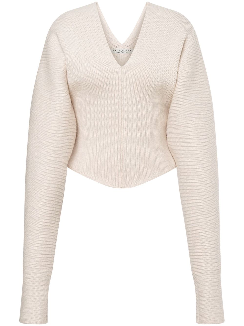 V-neck cropped jumper - White