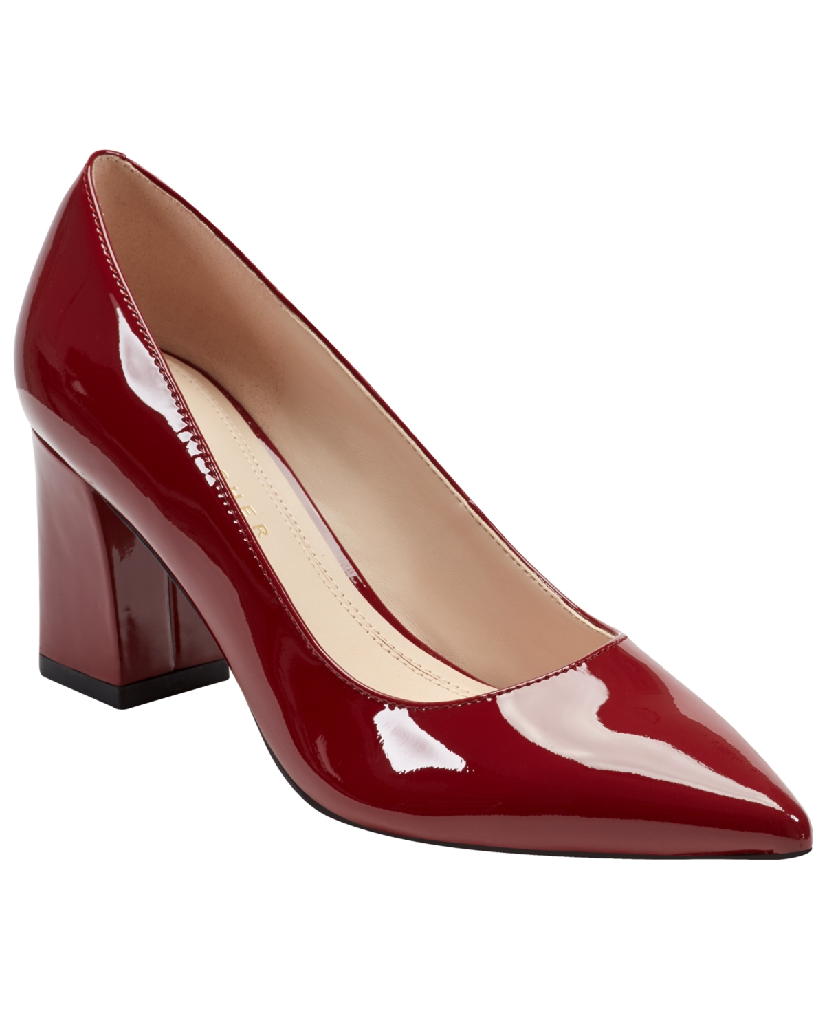 Women's Zala Pointy Toe Block Heel Pumps - Dark Red Patent Leather