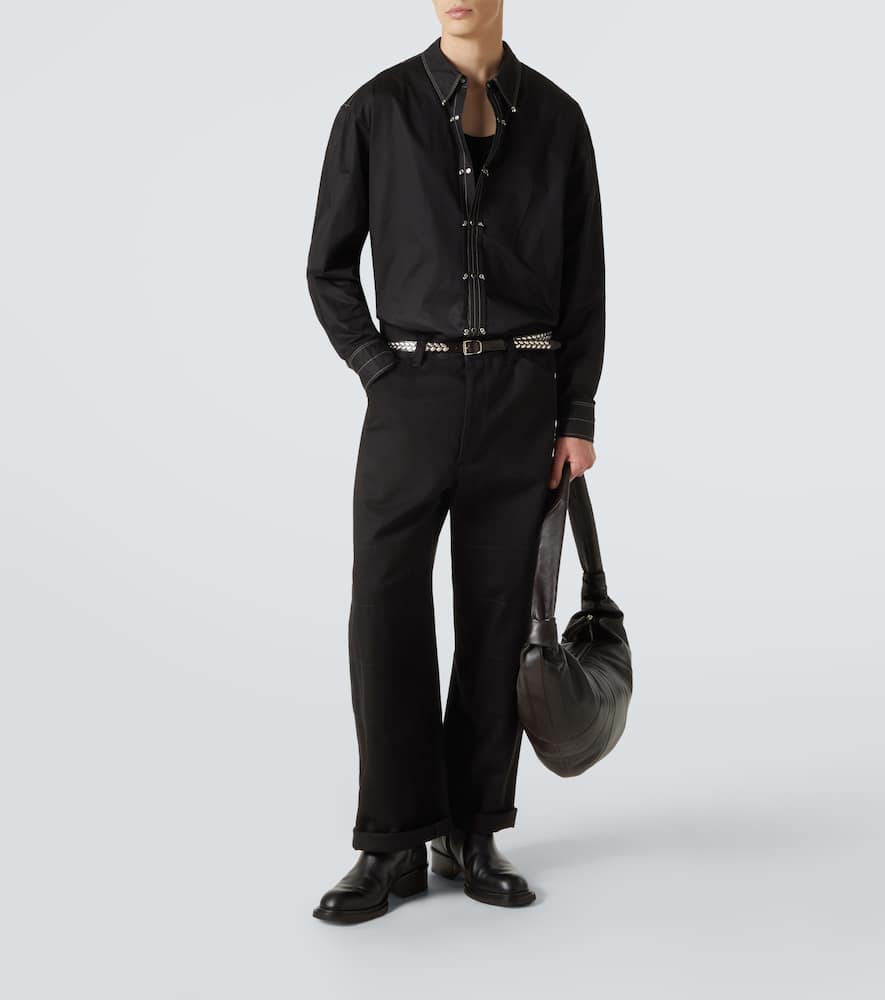 Embellished cotton satin shirt