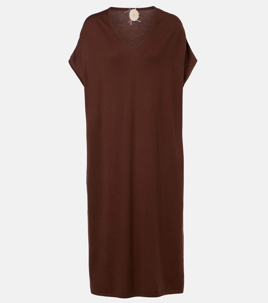 Cotton, silk, and cashmere midi dress