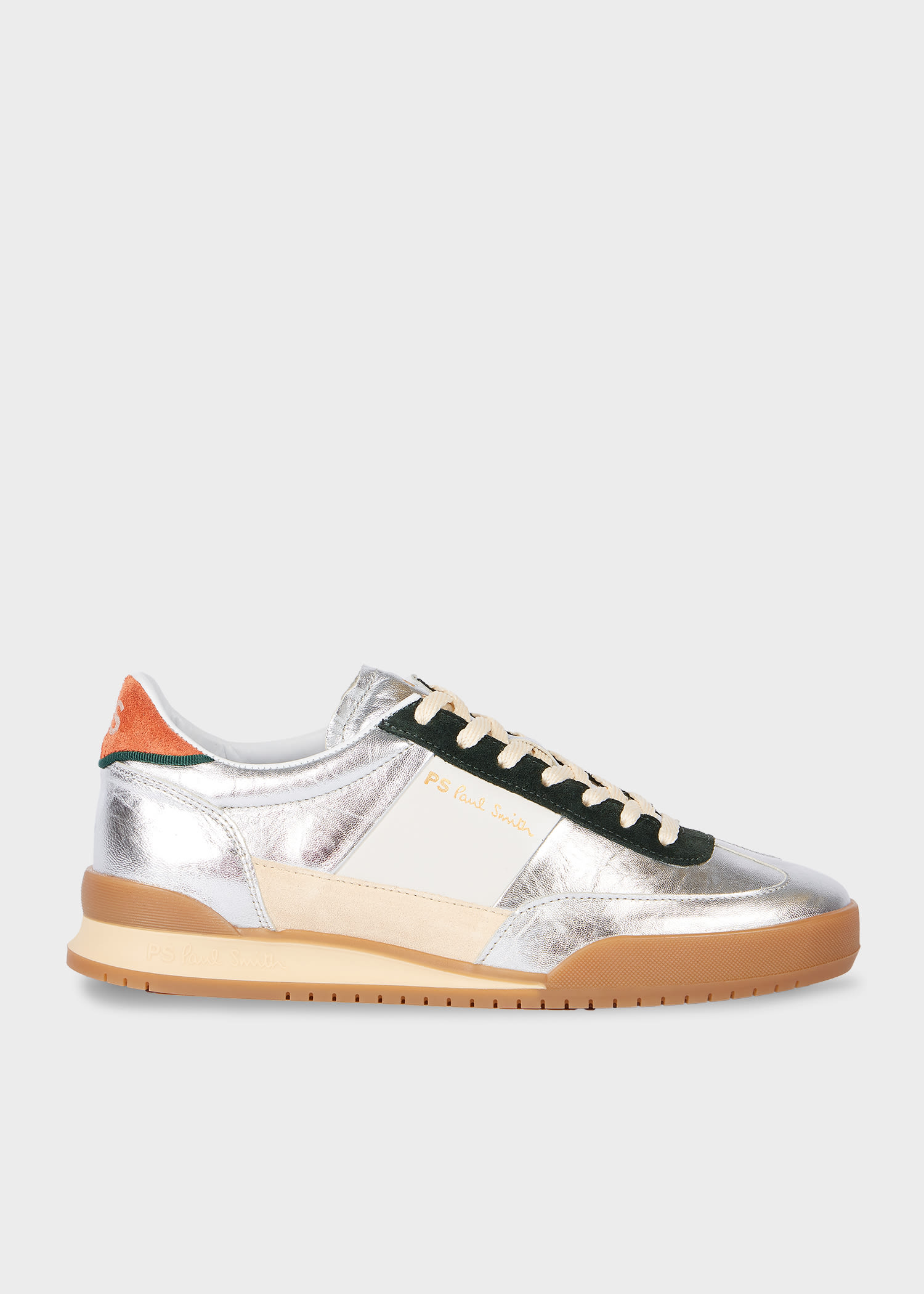 Women's Leather Silver 'Dover' Retro Gum Trainers Red