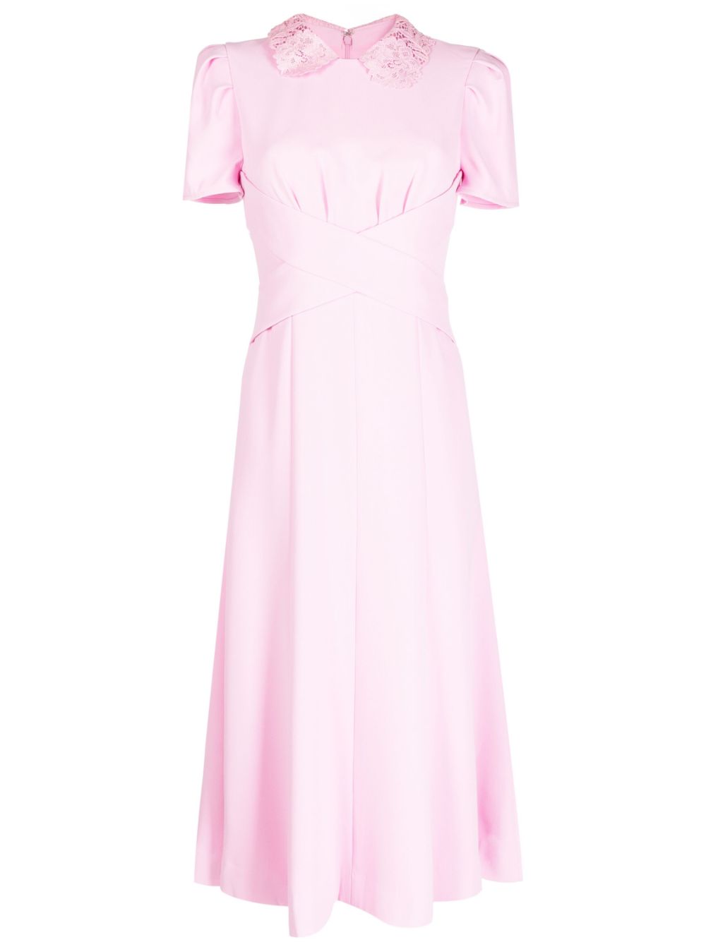 Lace-collar midi dress - Pink