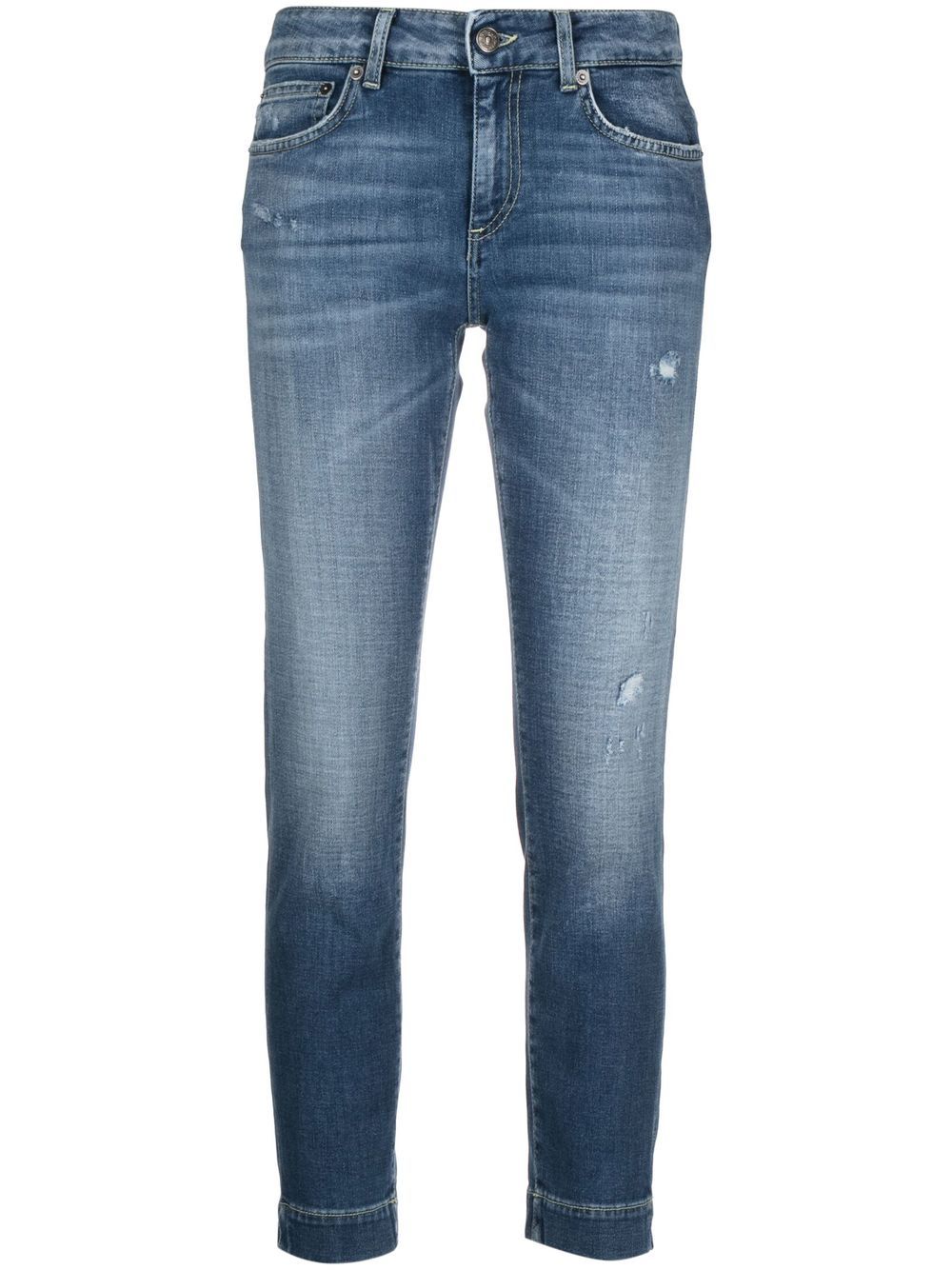 Ripped-detailing cropped jeans - Blue