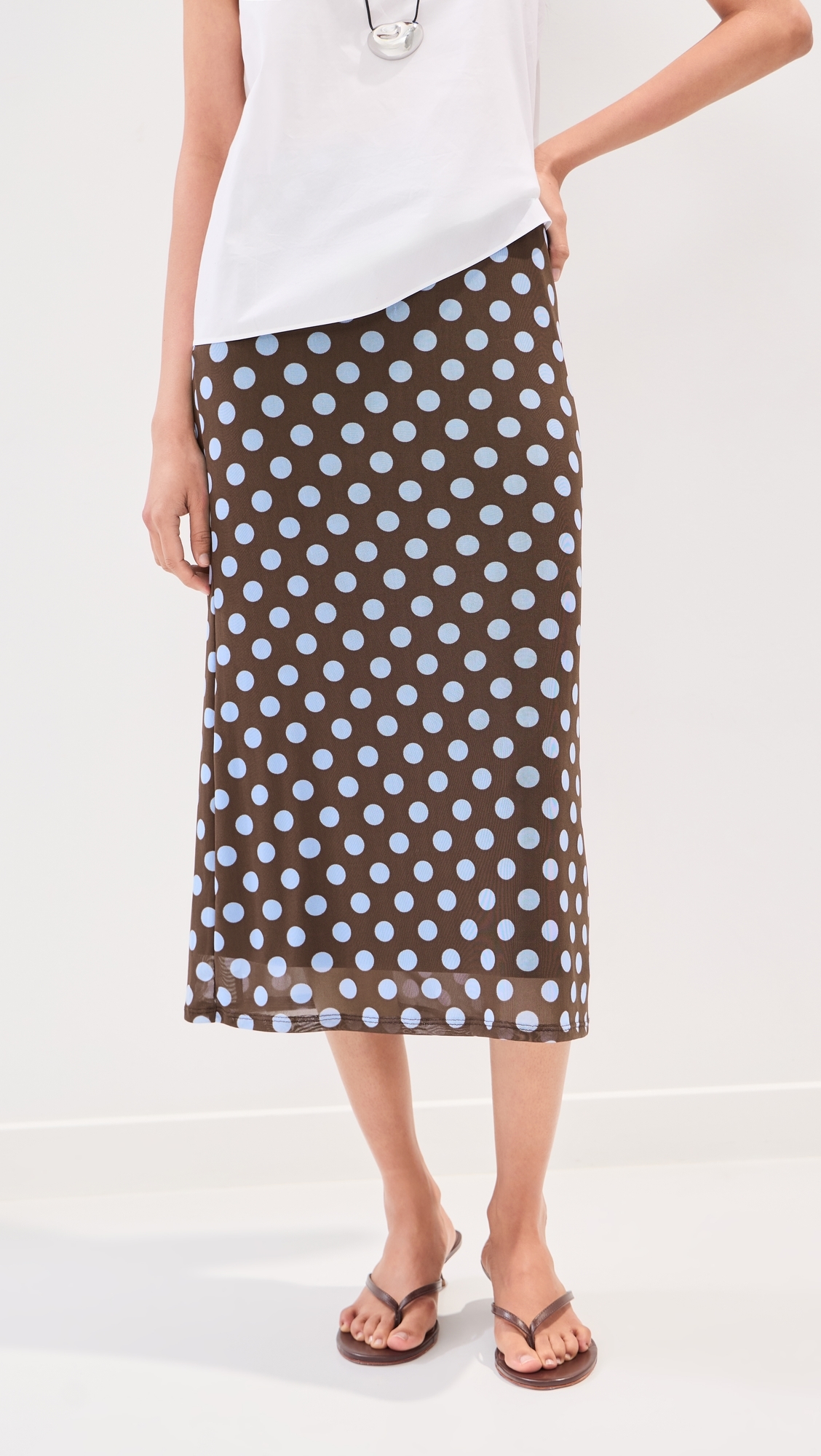 Emma Skirt Brown/Blue Polka Dot