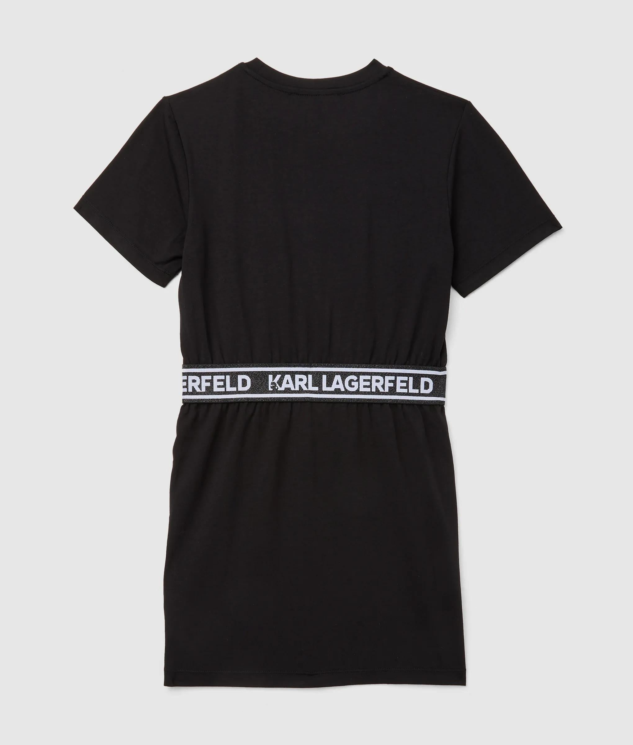 Karl Lagerfeld - Robe T-shirt Avec Galon À Logo Pour Fille, Noir, : 10y