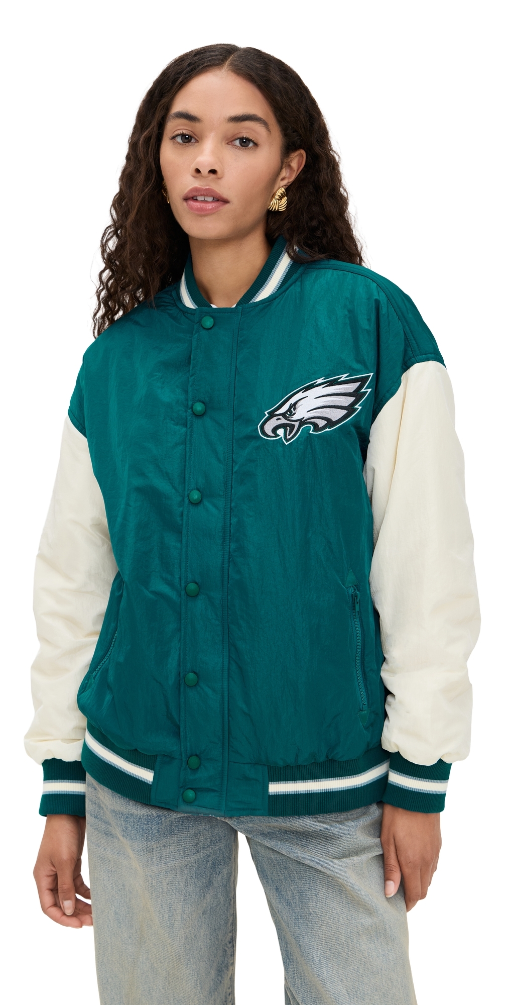 Eagles Colorblock Bomber Jacket Eagles Midnight Green/Sugar
