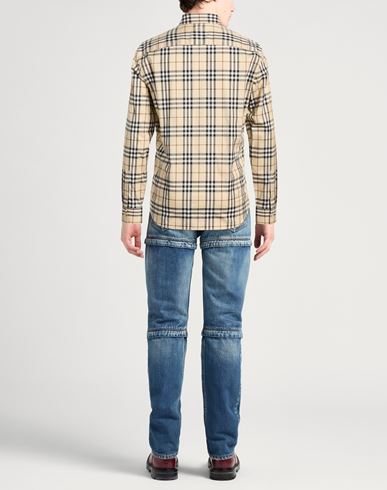 Man Shirt Beige Size L Cotton, Elastane