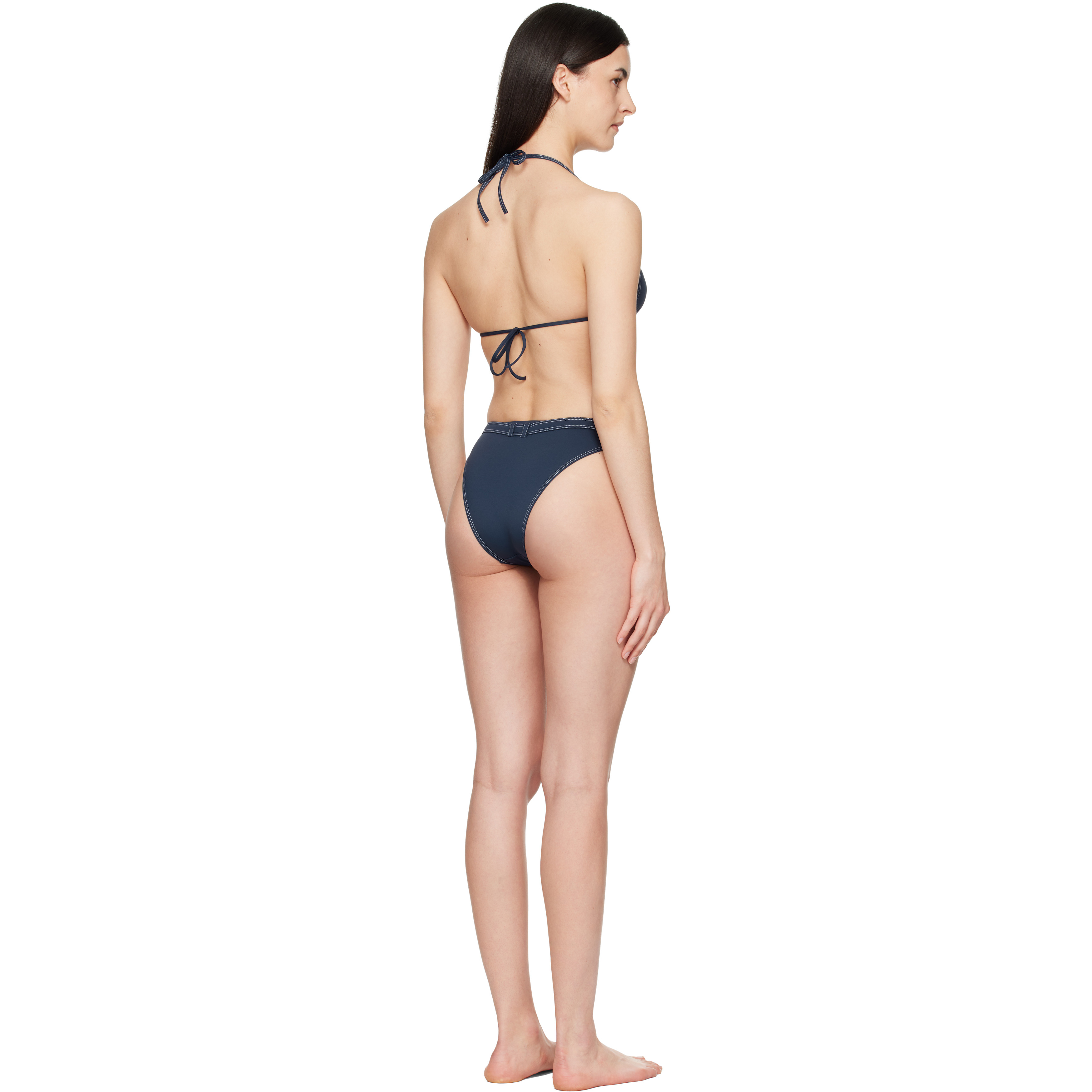 Navy Triangle High Brief Bikini
