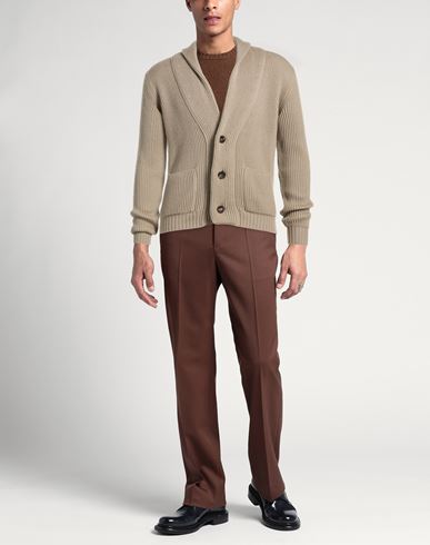 Man Cardigan Sand Size 40 Merino Wool
