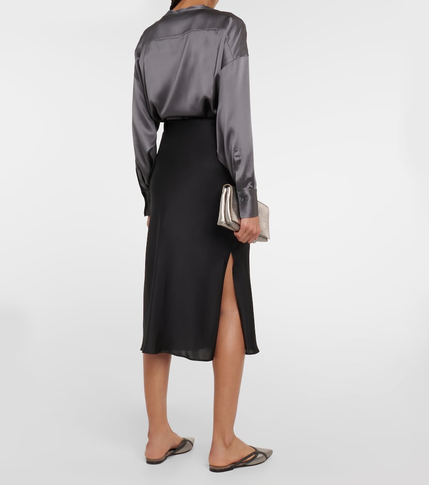 Satin midi skirt