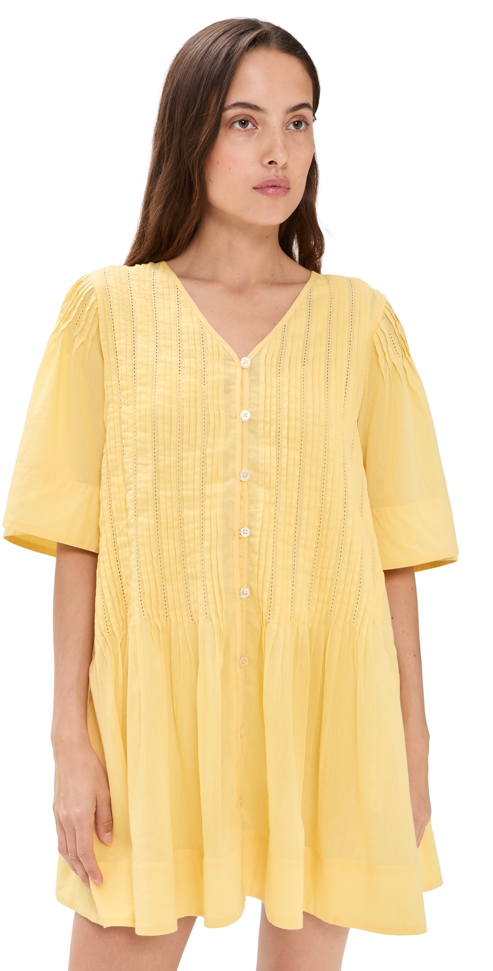 Alberte Solid Mini Dress Yellow