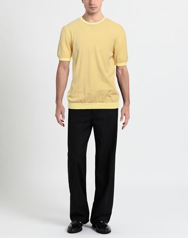 Man Sweater Yellow Size 42 Cotton, Polyamide