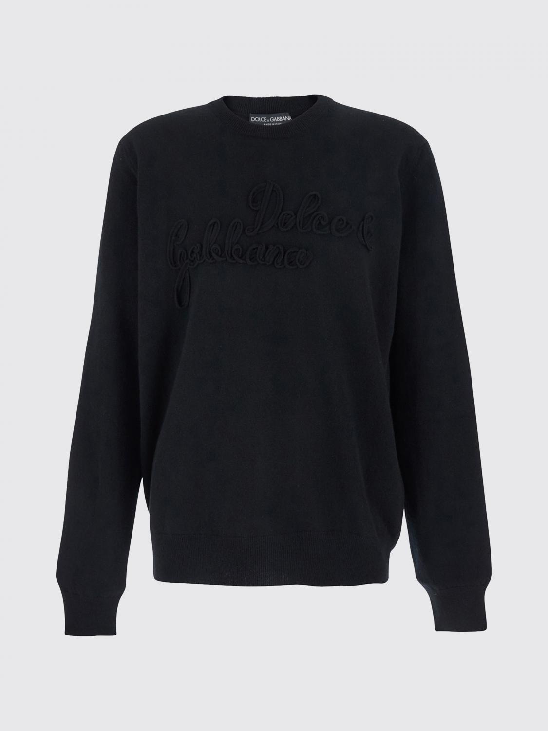 Black Pure Virgin Wool Crew-Neck Jumper with Lettering Logo