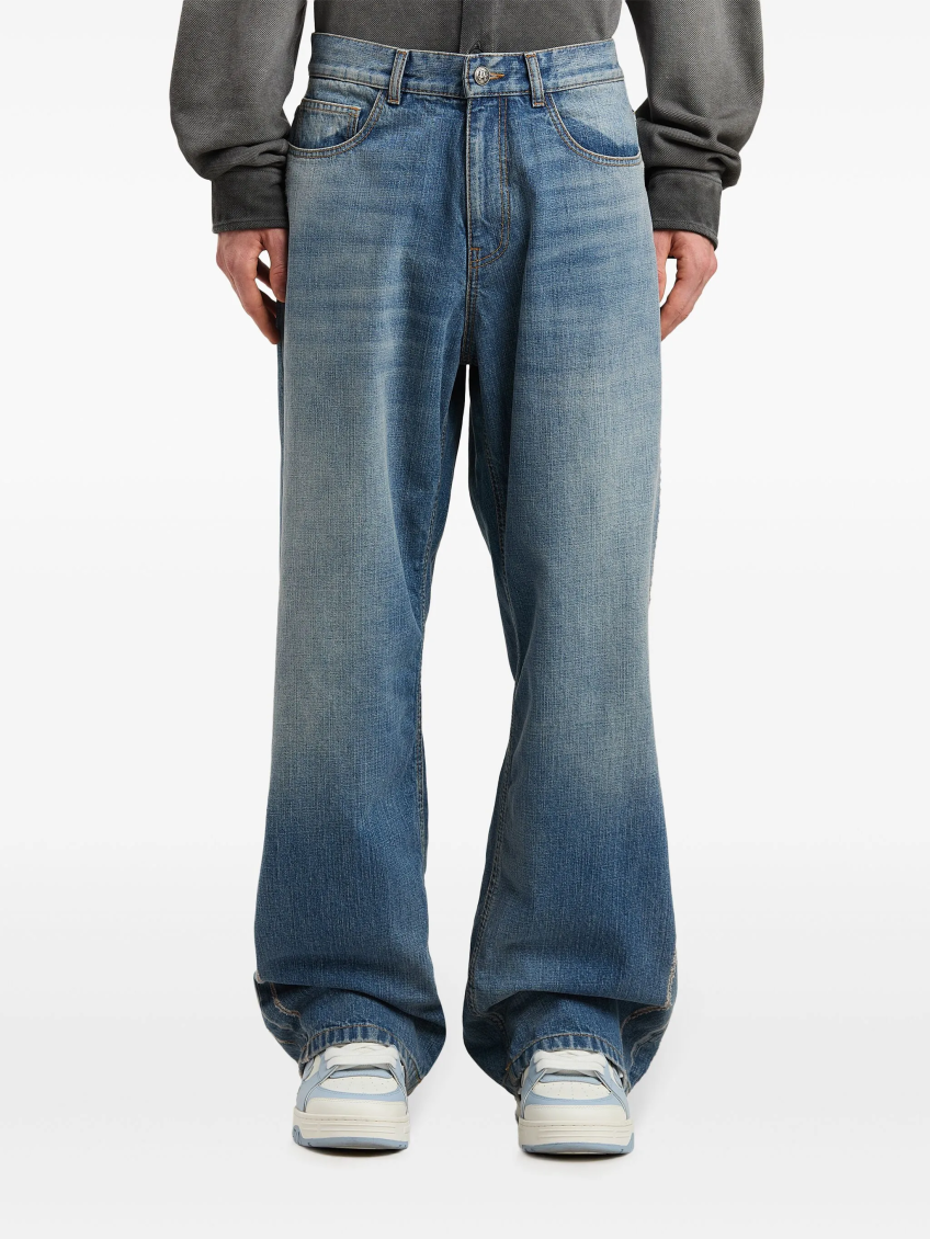 Curved logo loose-fit jeans - Blue