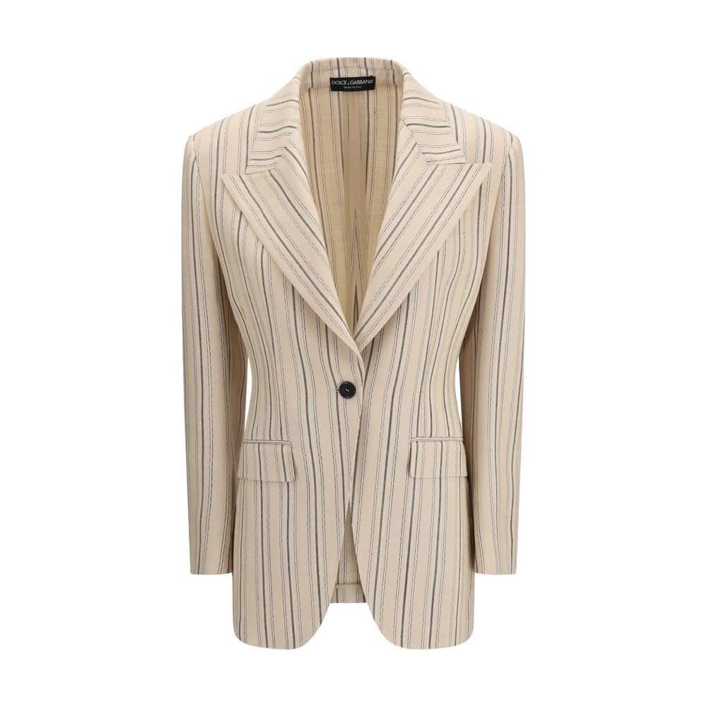 Regimental Pinstripe Viscose Blazer — Beige