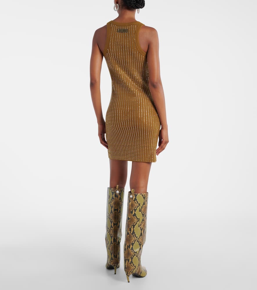 Embellished cotton jersey minidress