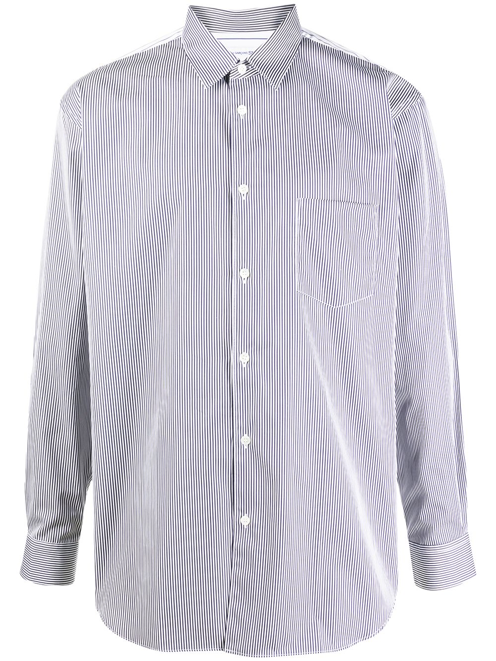 Comme Des Garçons contrast striped pocket shirt - Blue
