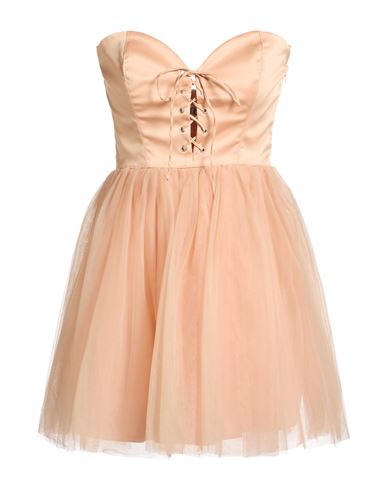Woman Mini dress Beige Size 4 Polyester, Elastane