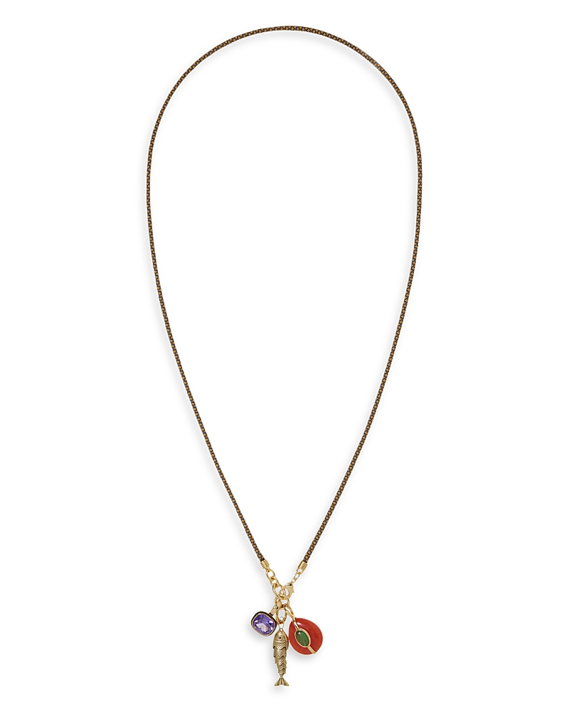The Cubic Triple Charm Cord Pendant Necklace, 32