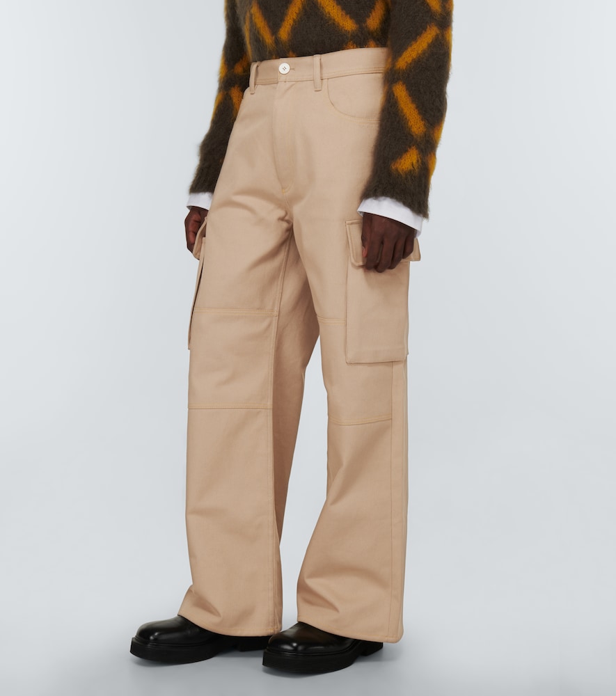 Wide-leg cotton gabardine cargo pants